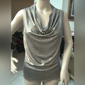 NWOT BROCHU WALKER Shimmering GOLD Sleeveless Cowl Neck Blouse SZ. XS